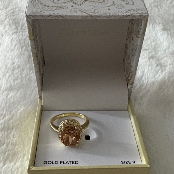 Charter Club Gold Plated Ring with Brown Stone - Picture 1 of 3